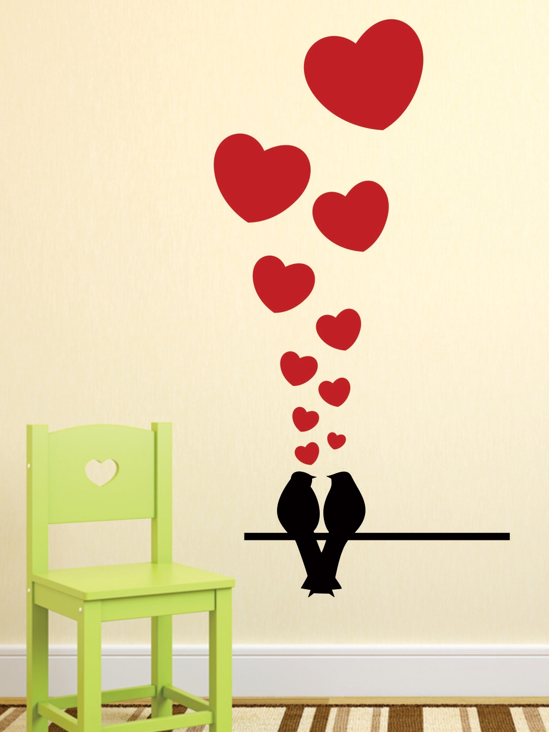 

WALLSTICK Black & Red Love Birds Large Vinyl Sticker