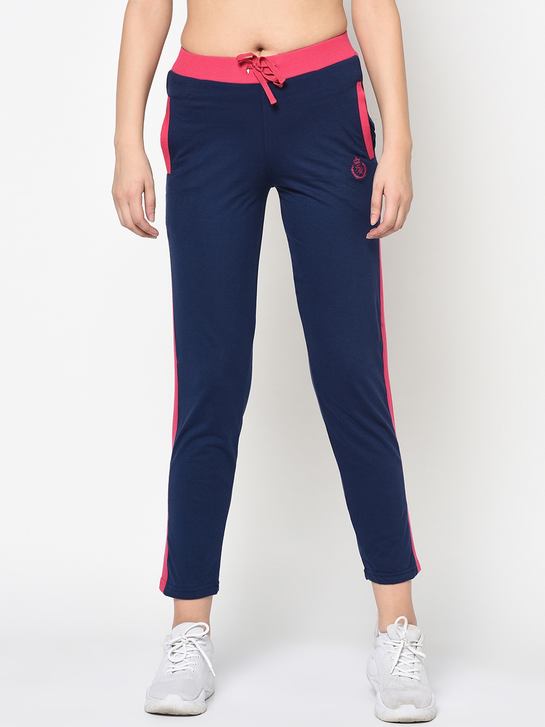

FEMEA Women Navy Blue Solid Slim-Fit Track Pants