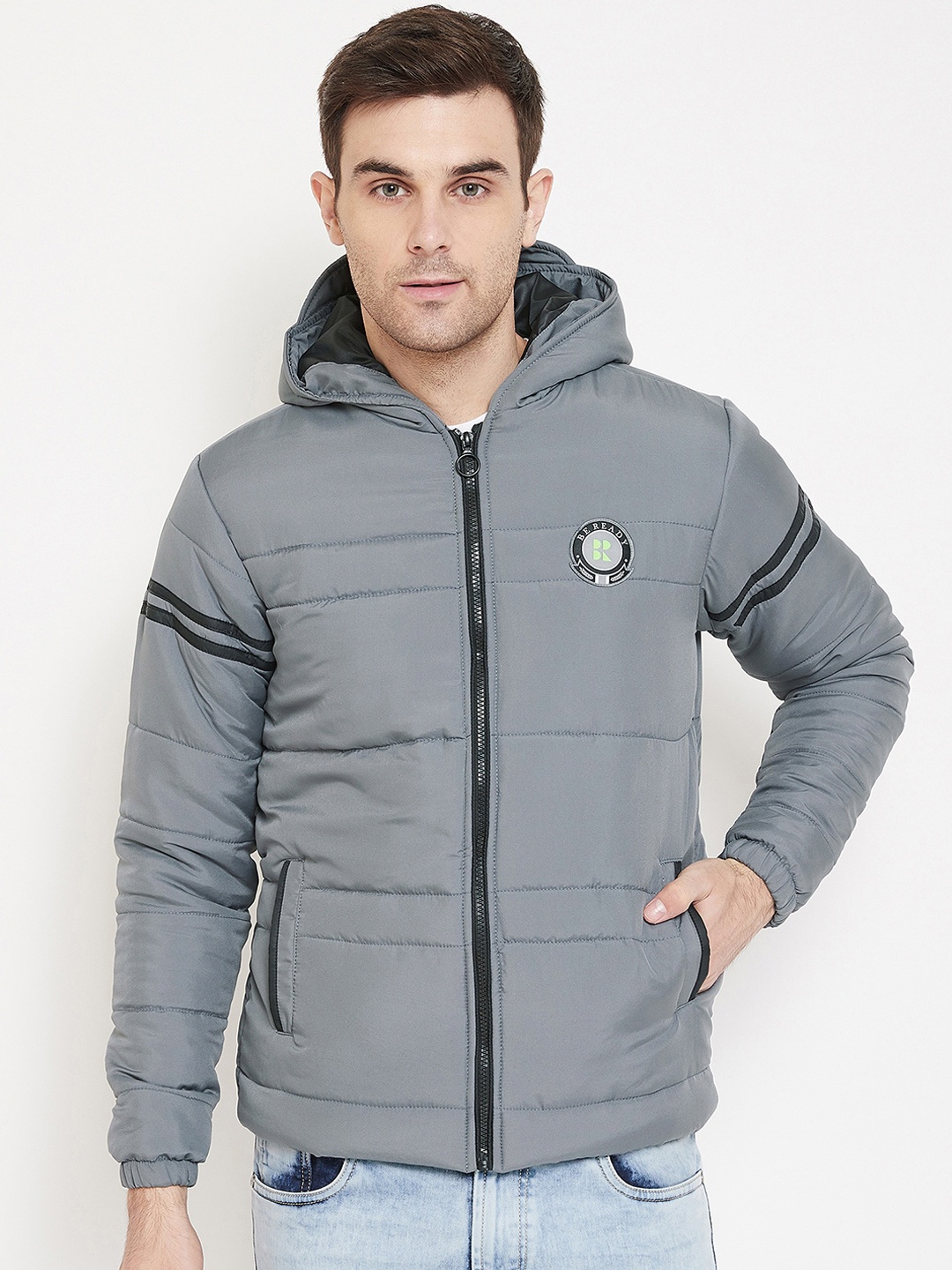 

PERFKT-U Men Grey Solid Lightweight Padded Jacket