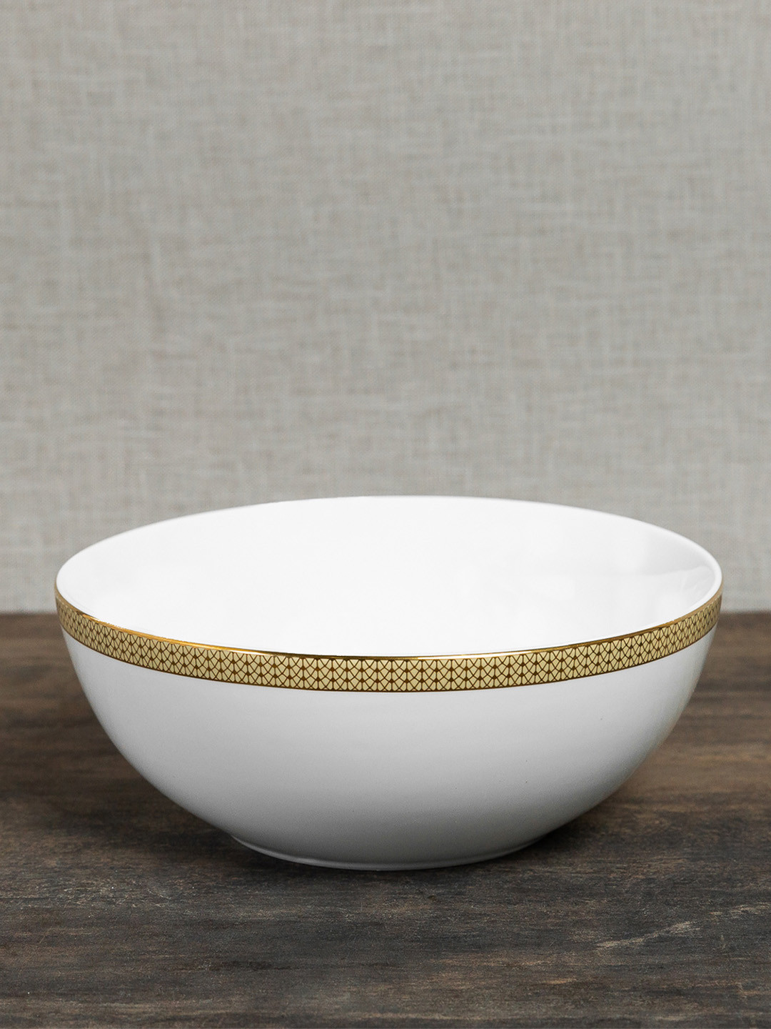 

Pure Home and Living White & Gold-Toned Encrusted Serving Bowl