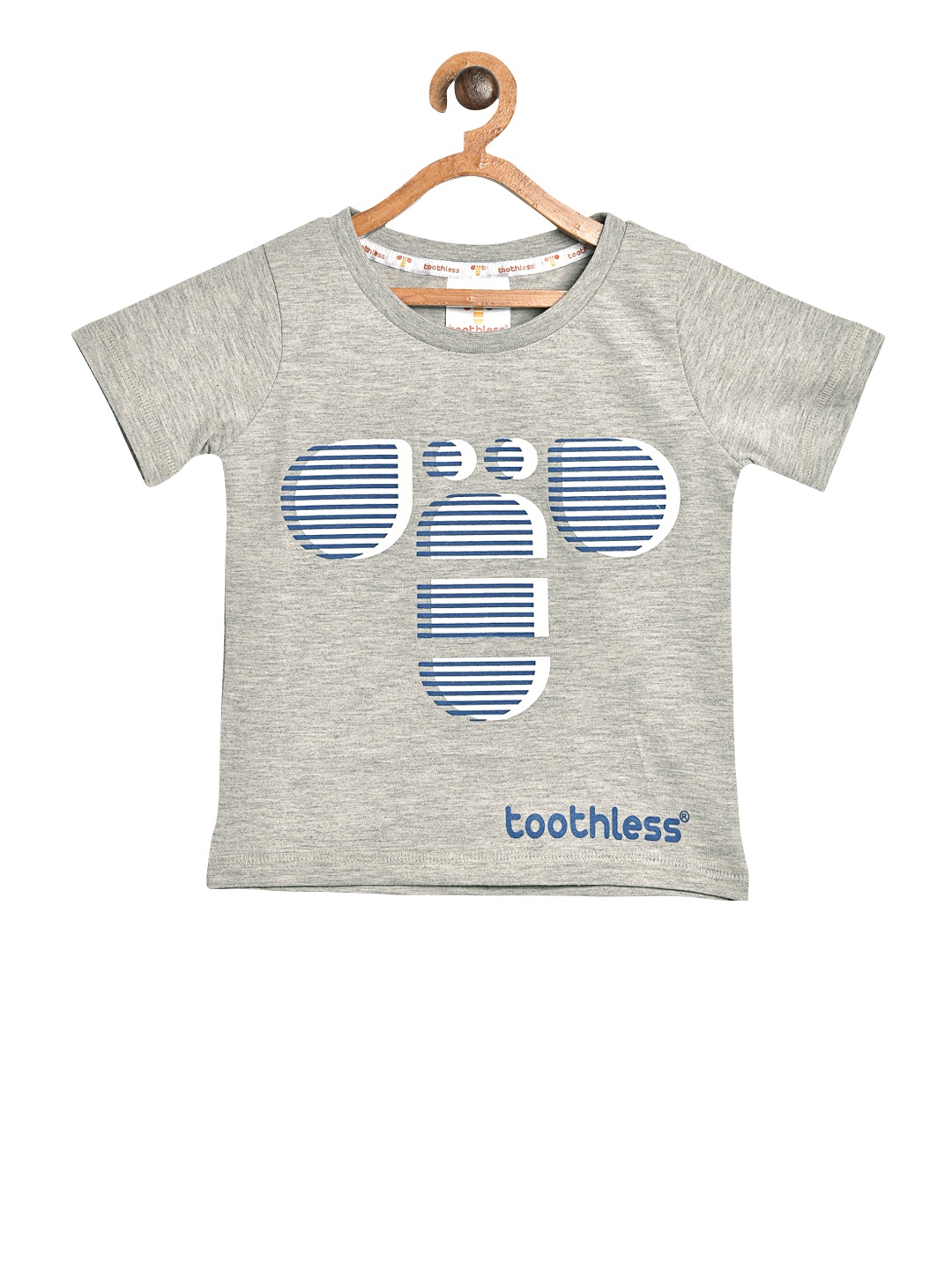

toothless Boys Grey Melange Printed Round Neck T-shirt