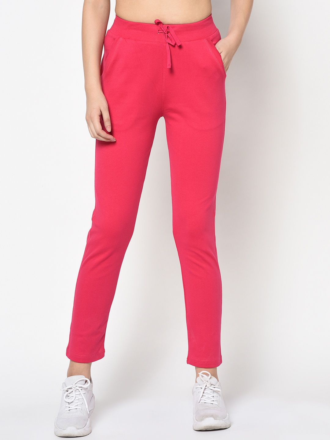 

FEMEA Women Pink Solid Slim-Fit Track Pants