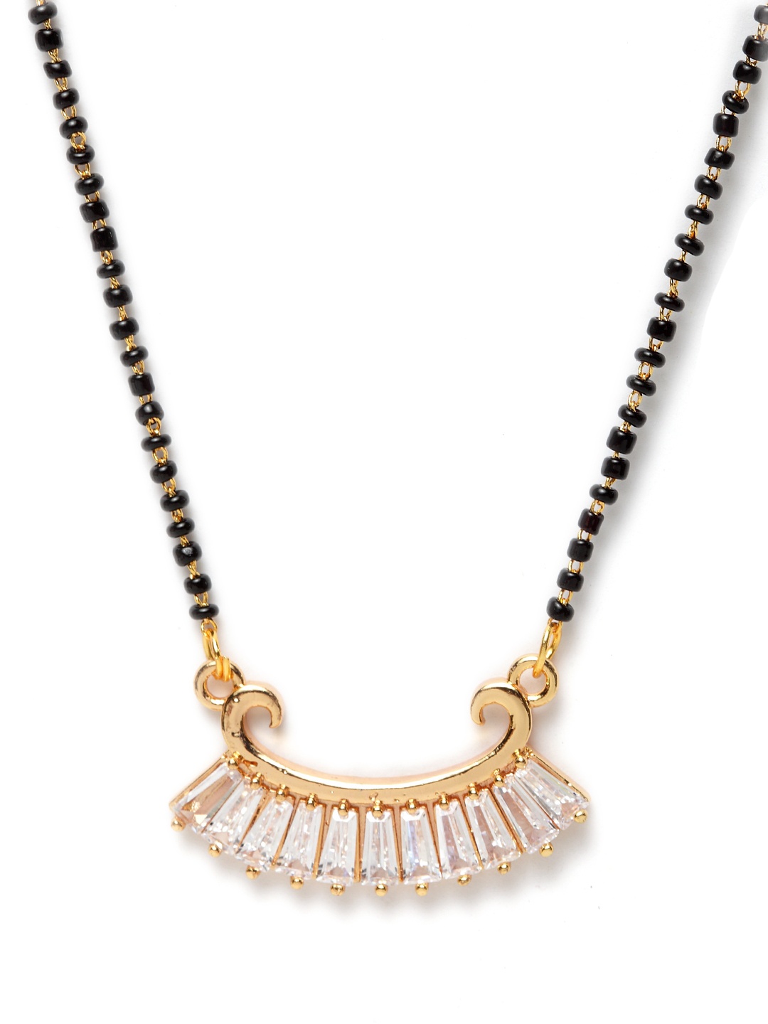 

Bhana Fashion Gold-Plated Black & White AD-Studded Beaded Designer Mangalsutra
