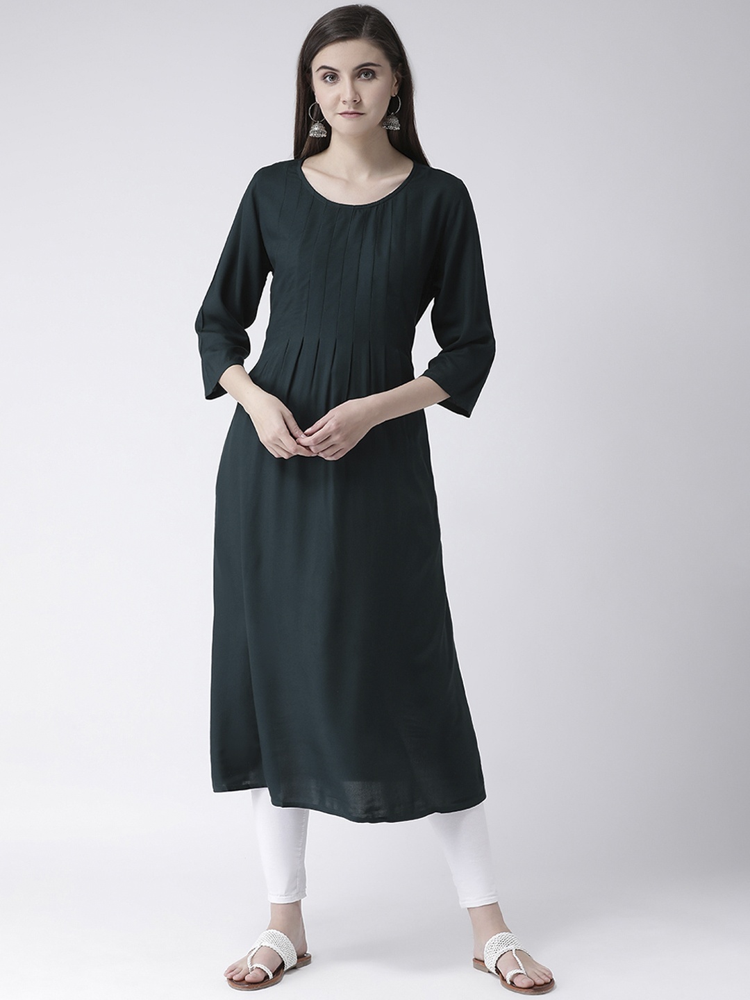 

Span Women Green Solid Anarkali Kurta