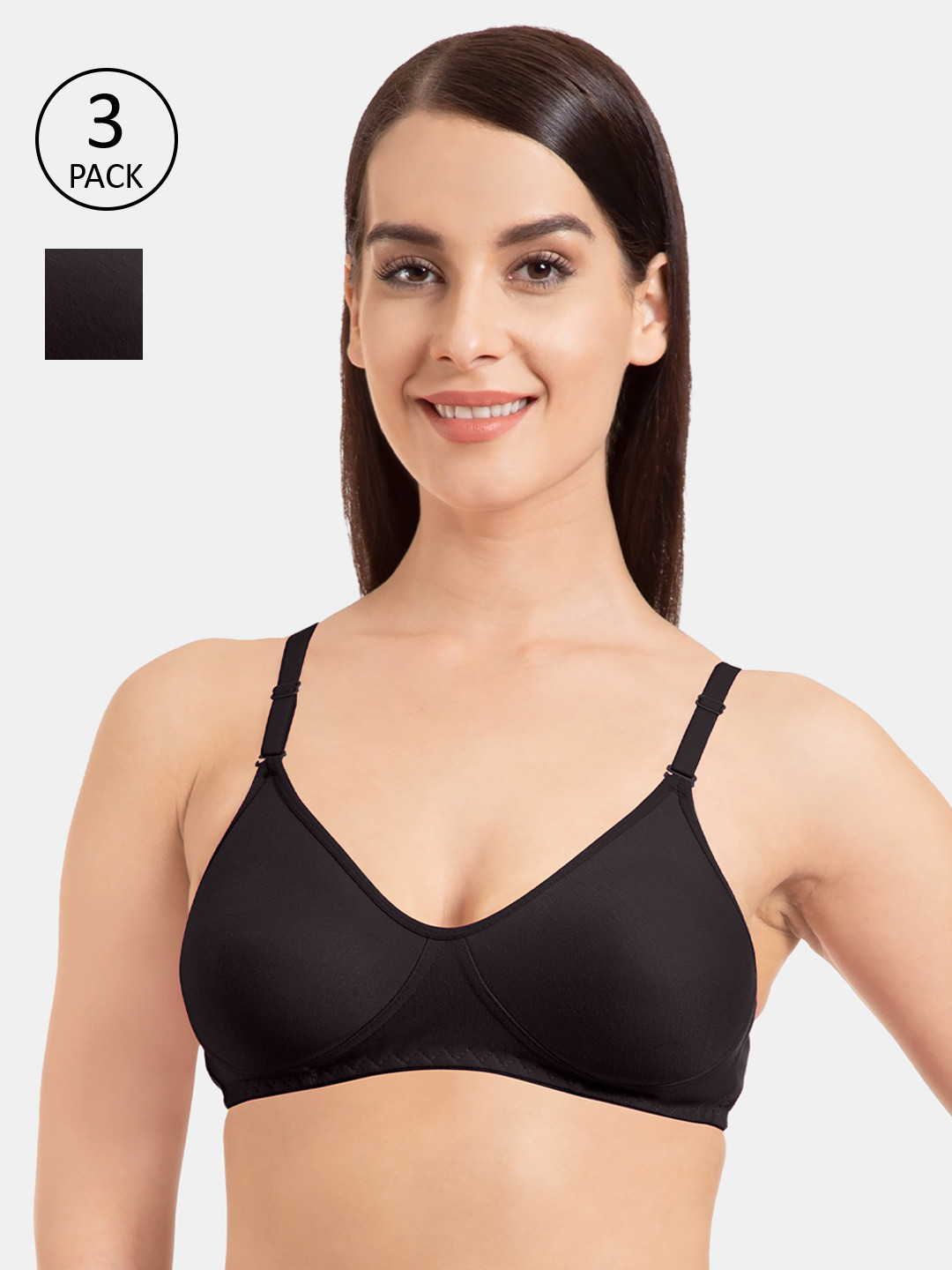 

Souminie Black Solid Non-Wired Non Padded Bra