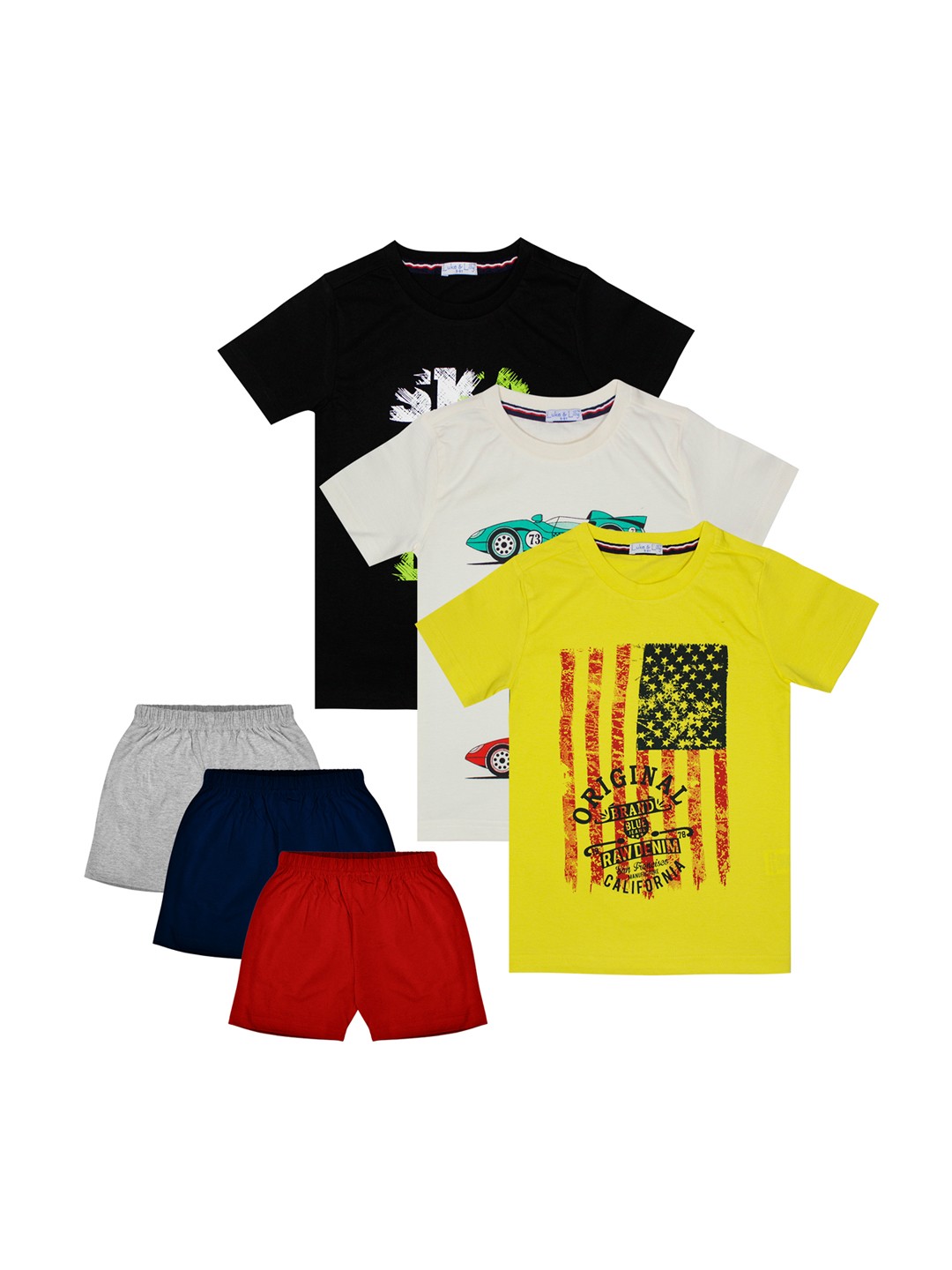 

Luke & Lilly Boys Pack of 3 Shorts with T-shirts, Black
