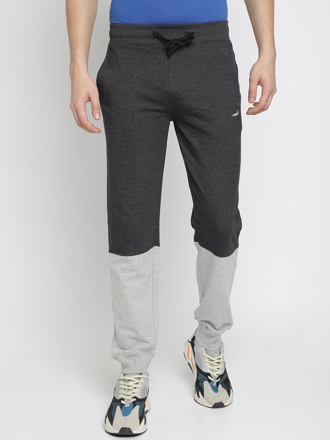 

Crocodile Men Grey Colourblocked Slim-Fit Joggers