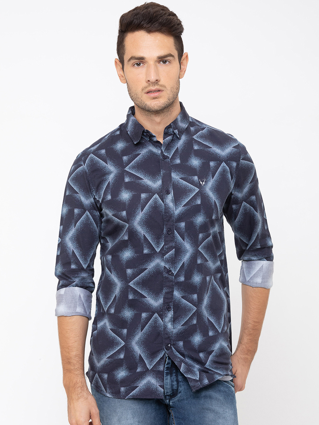 

Globus Men Blue Printed Casual Shirt