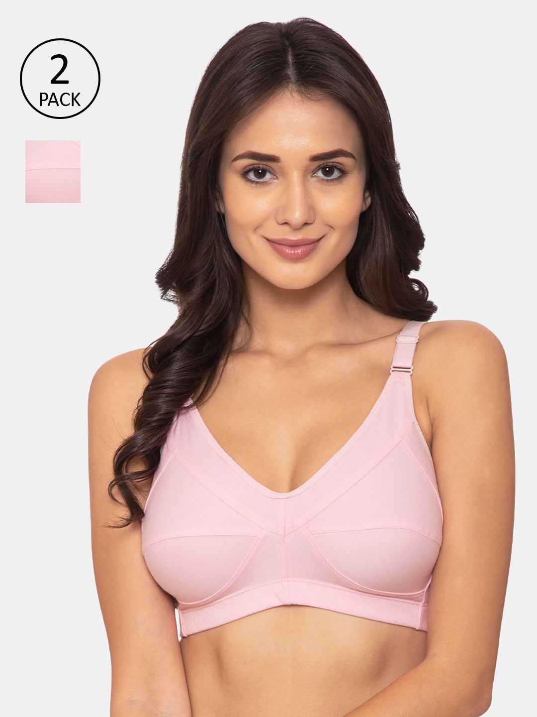 Souminie Pack of 2 Pink Solid Non-Wired Non Padded Minimizer Bras