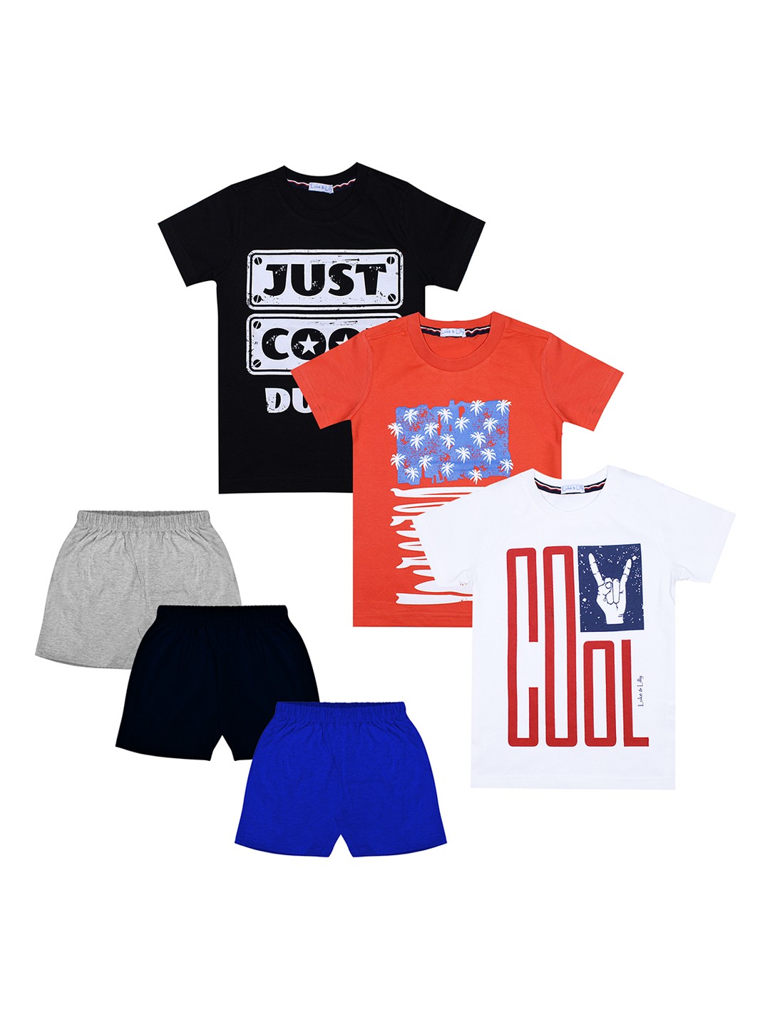 

Luke & Lilly Boys Pack Of 3 Printed T-shirt with Shorts, Multi