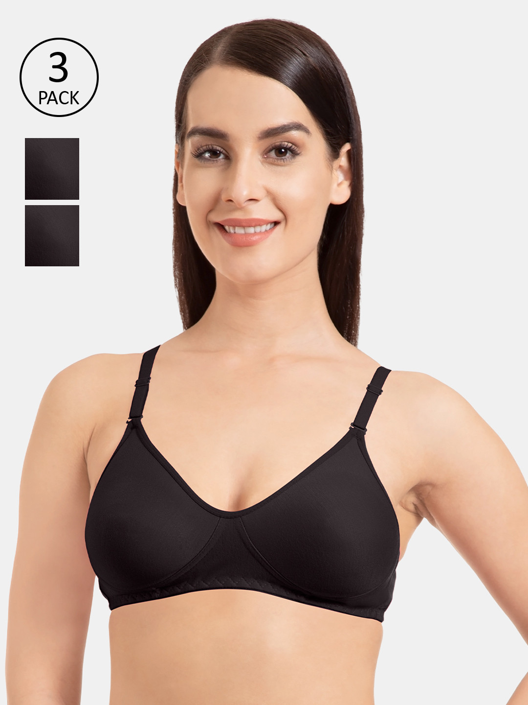 

Souminie Black Solid Non-Wired Non Padded T-shirt Bra