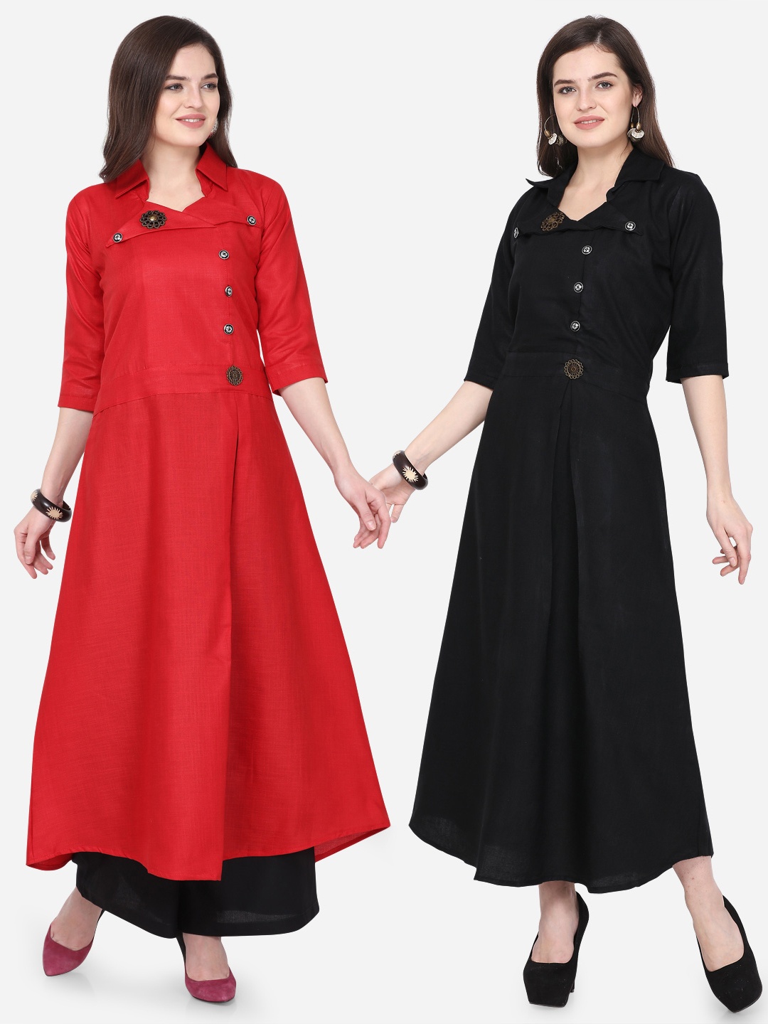 

Silk Bazar Women Red & Black Embellished Anarkali Kurta