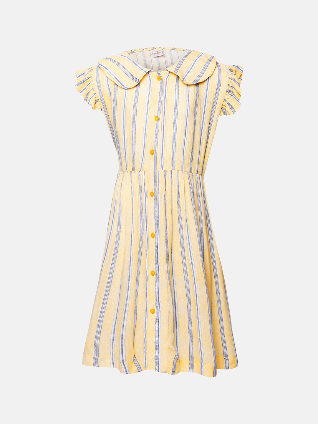 

Oxolloxo Girls Yellow & Blue Striped A-Line Dress