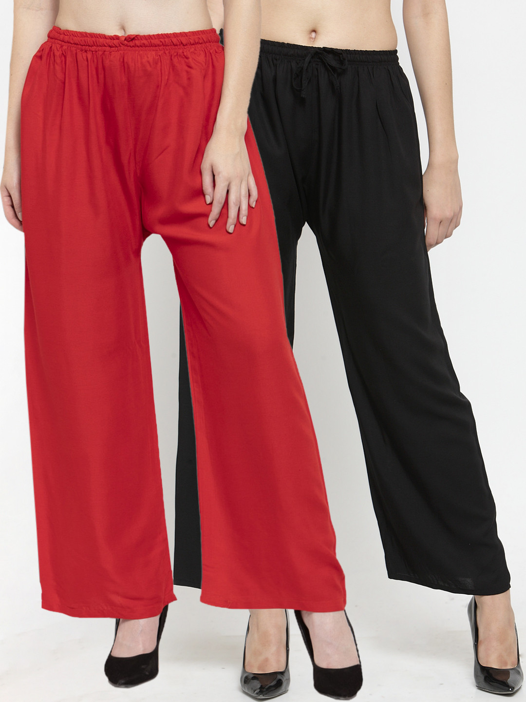 

Clora Creation Women Pack Of 2 Solid Straight Palazzos, Red