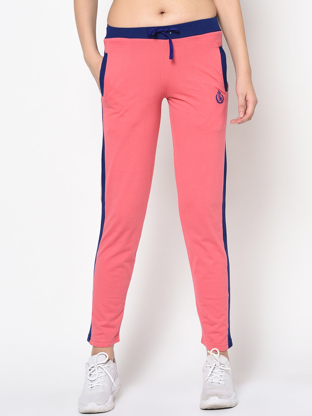 

FEMEA Women Peach-Coloured Solid Slim-Fit Track Pants