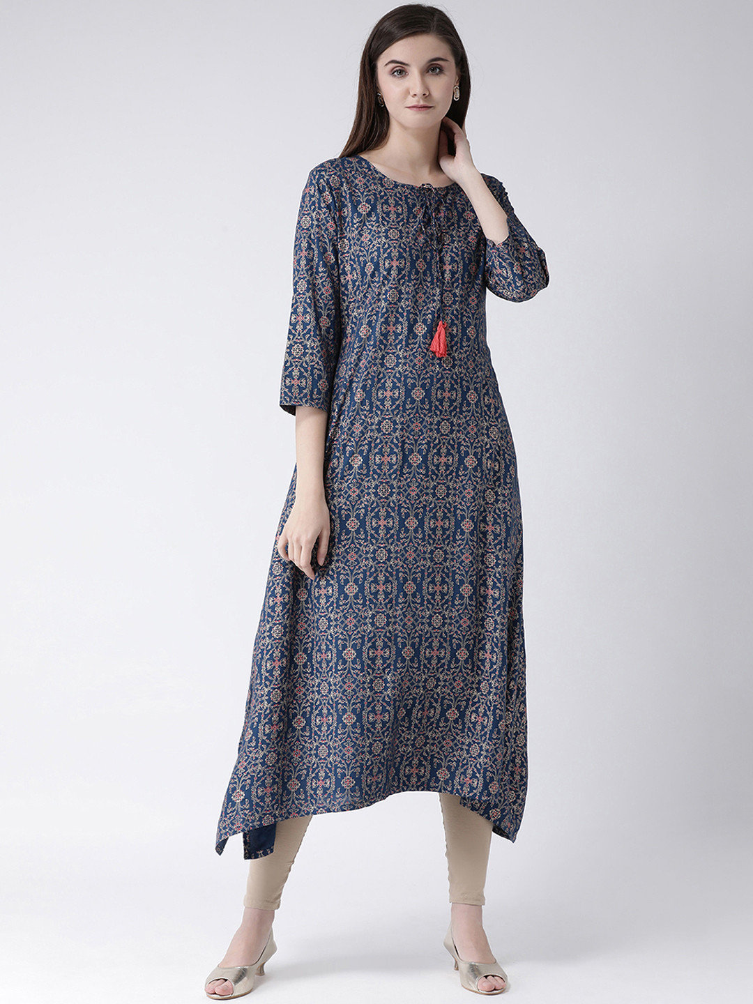

Span Women Blue Printed A-Line Kurta