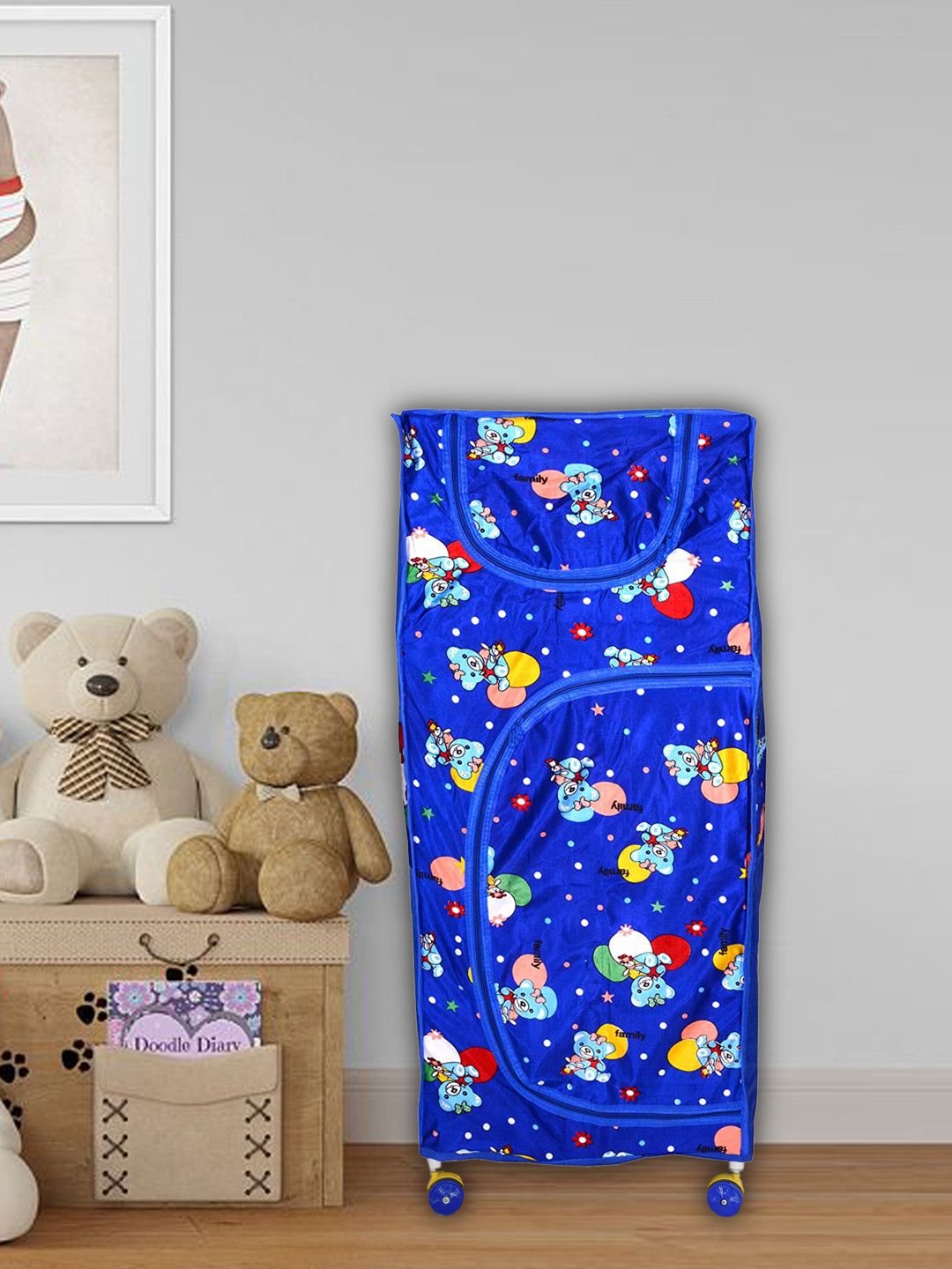 

Kuber Industries Kids Blue & Yellow Multipurpose Plastic Foldable Almirah With 4 Shelves