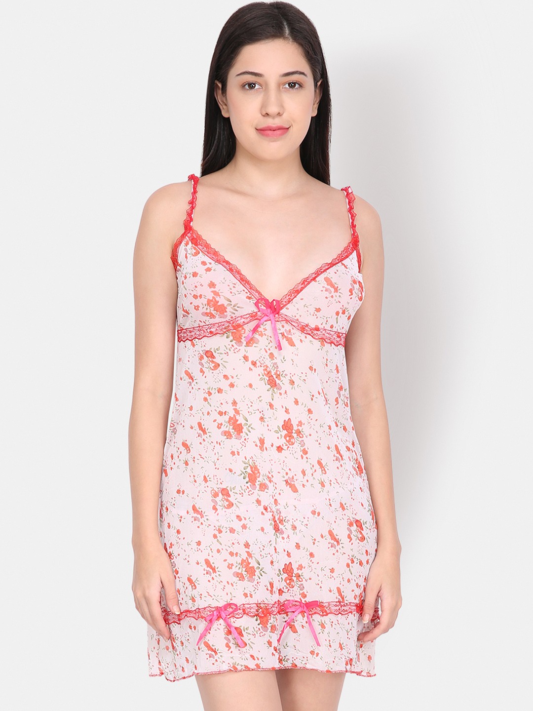 

Ms.Lingies White & Pink Printed Baby Doll