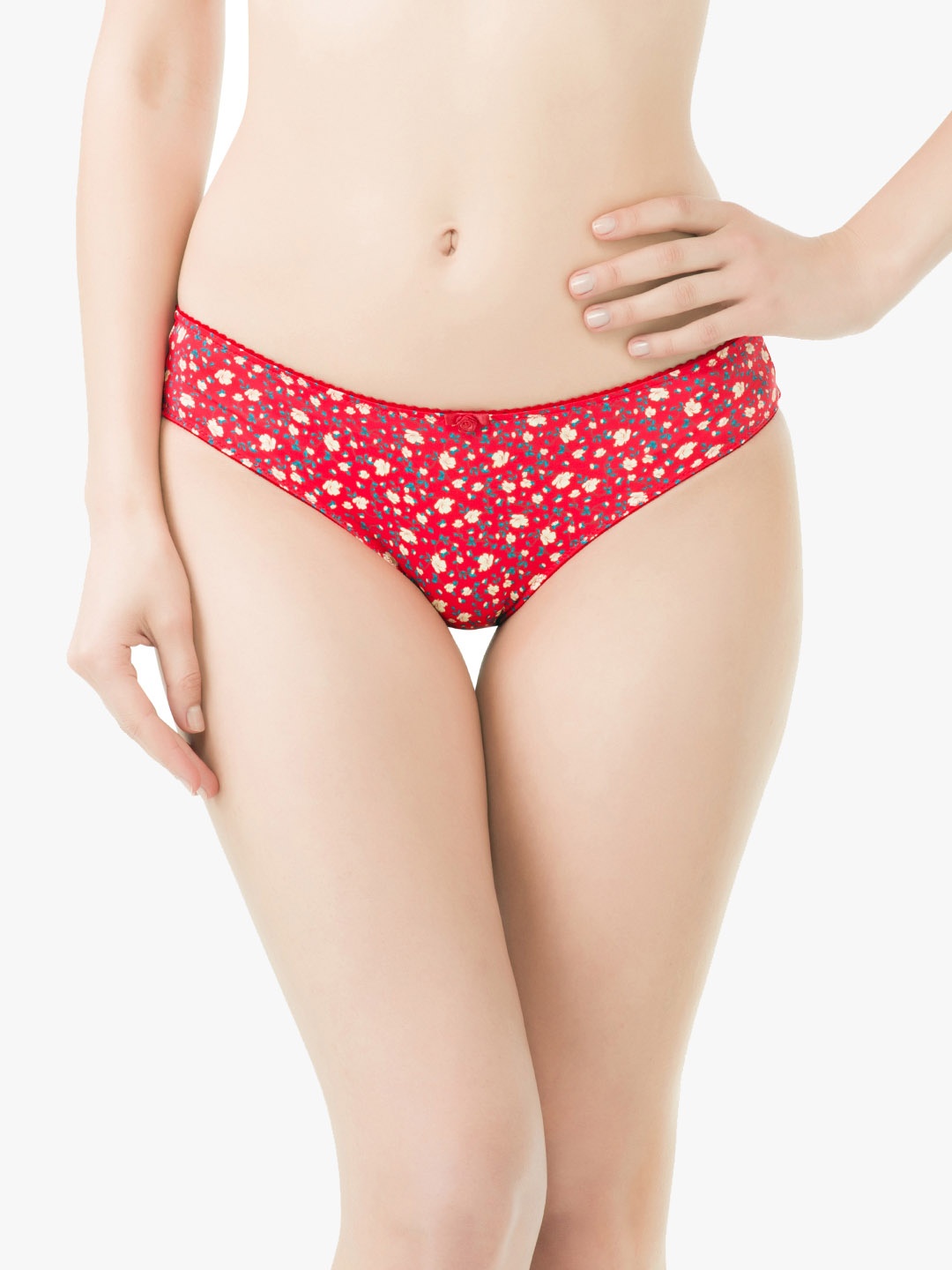 Amante Women Printed Low Rise Florette Bikini Briefs- PAN11202, Red