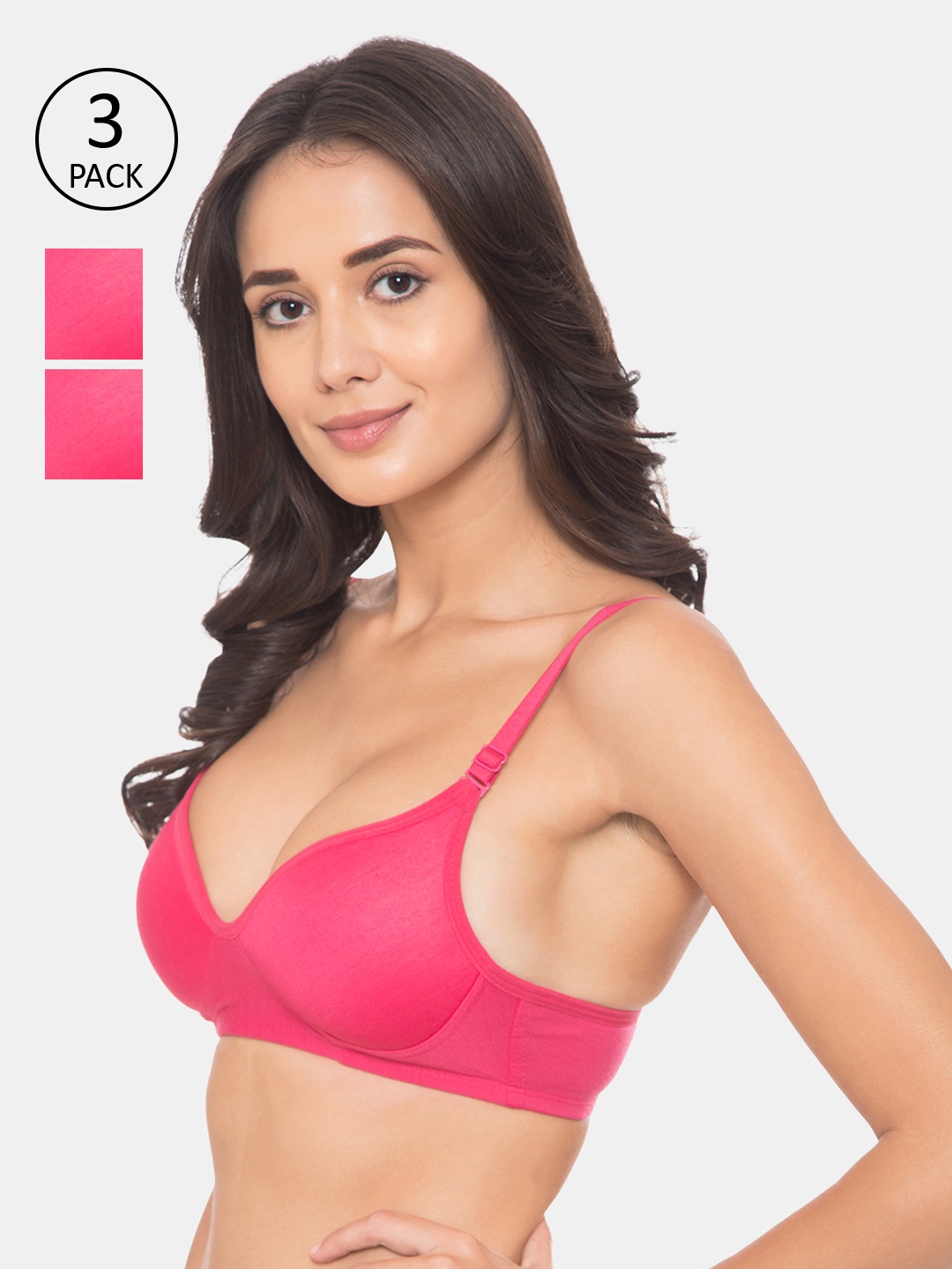 

Souminie Pink Solid Non-Wired Lightly Padded Bra