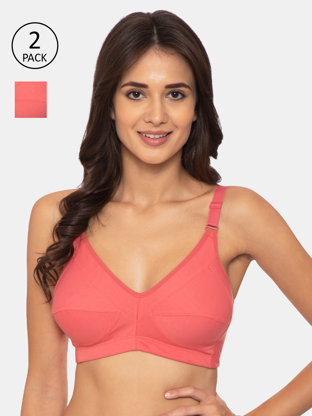 

Souminie Pack Of 2 Pink Solid Non-Wired Non Padded Minimizer Bras S-131-2PC