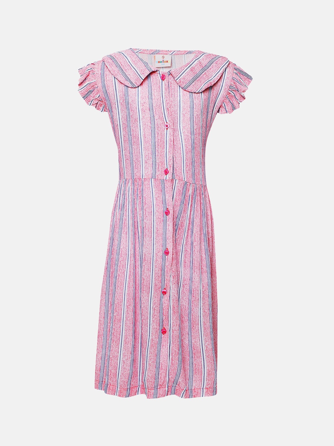 

Oxolloxo Girls Multicoloured Striped A-Line Dress, Multi