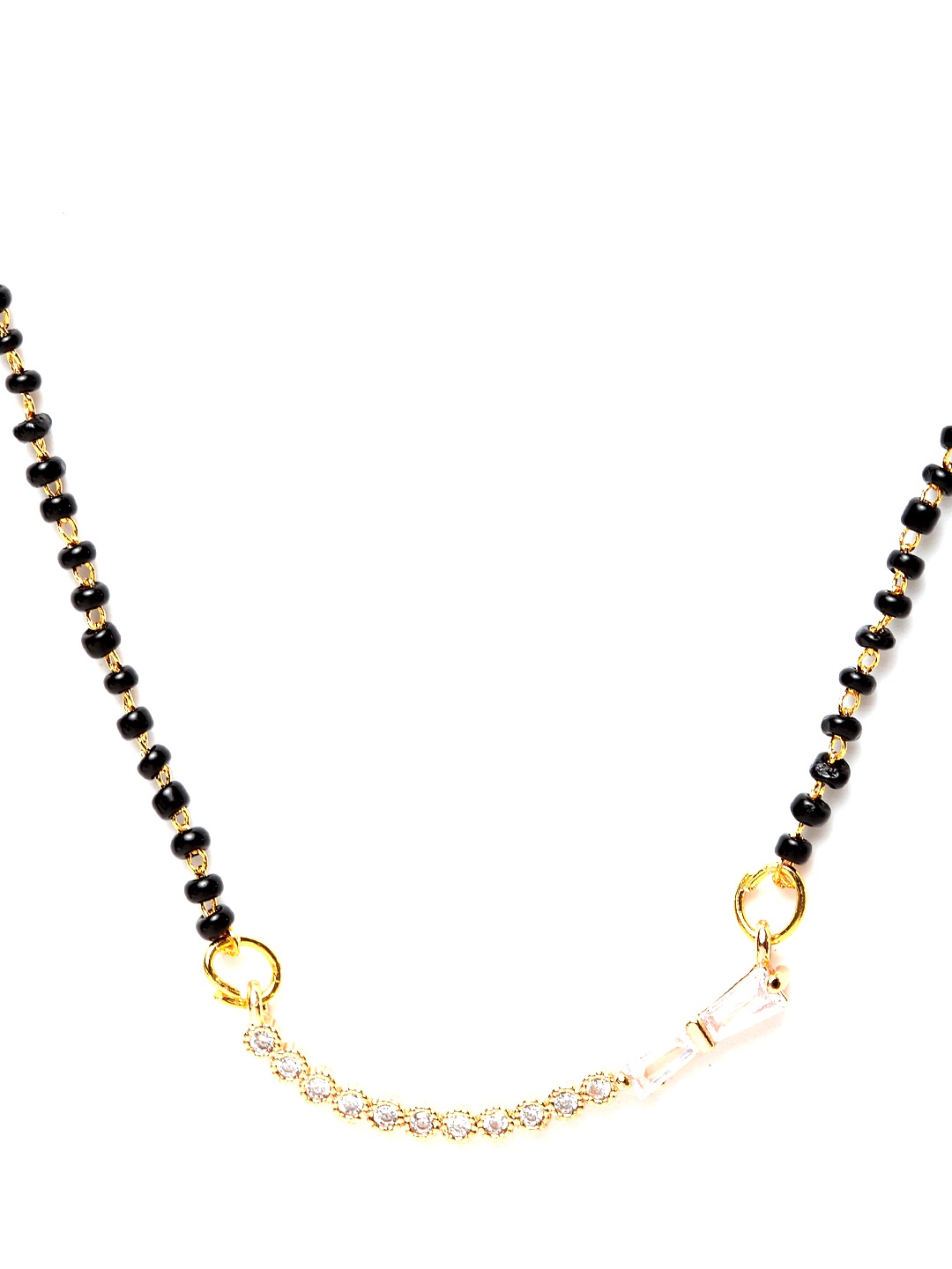 

Bhana Fashion Gold-Plated Black & White AD-Studded Beaded Designer Mangalsutra