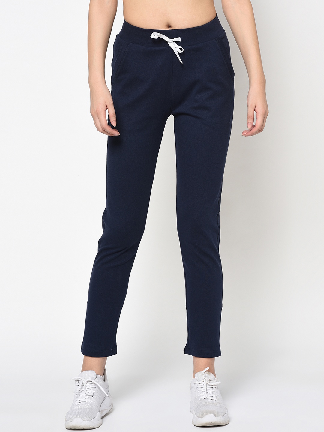 

FEMEA Women Navy Blue Solid Slim-Fit Track Pants