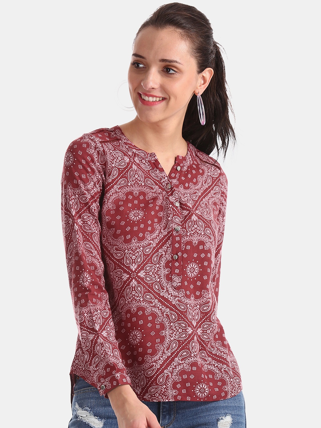 

Aeropostale Women Red Printed Top