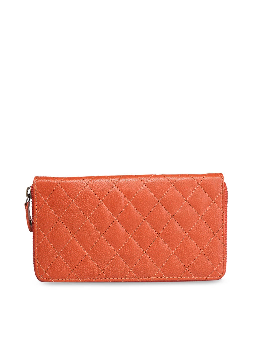 

GENWAYNE Women Tan Textured Zip Around Wallet