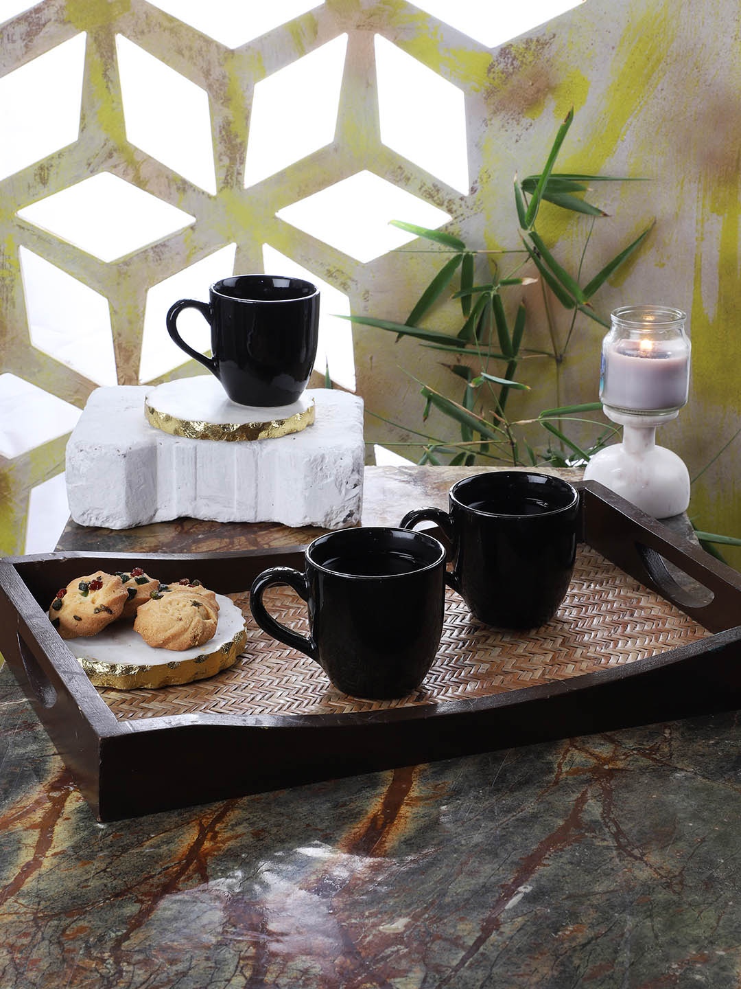 CDI Set Of 6 Black Solid Rounded Tea Cups