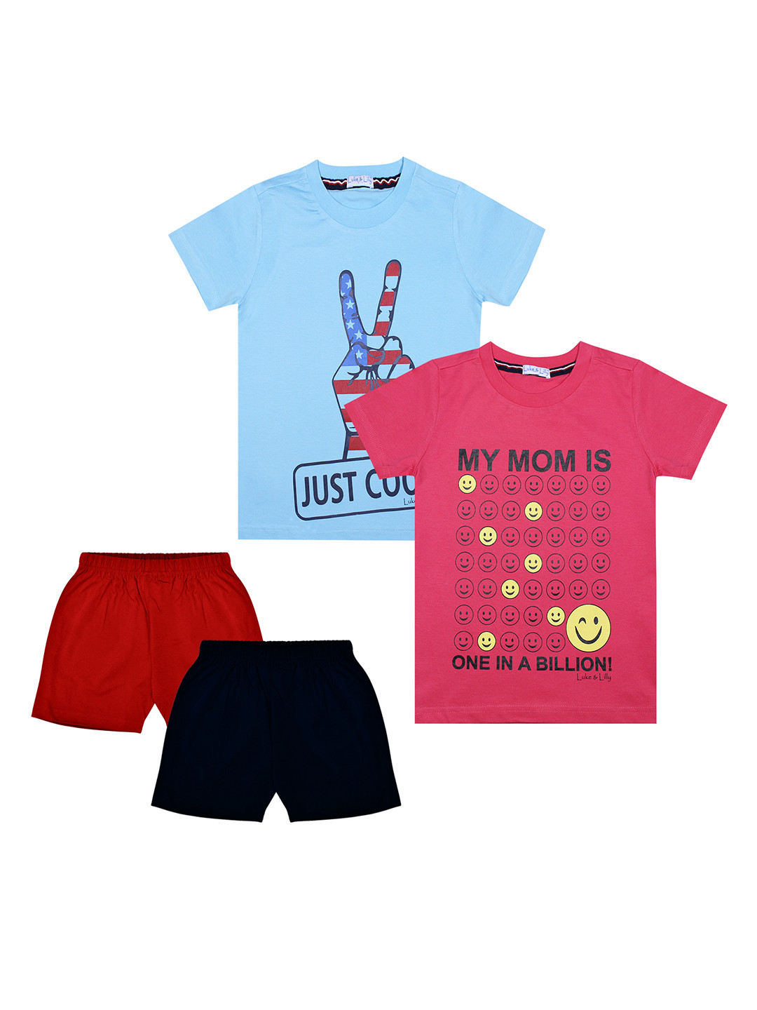 

Luke & Lilly Boys Pack of 2 Blue & Red Printed T-shirt with Shorts