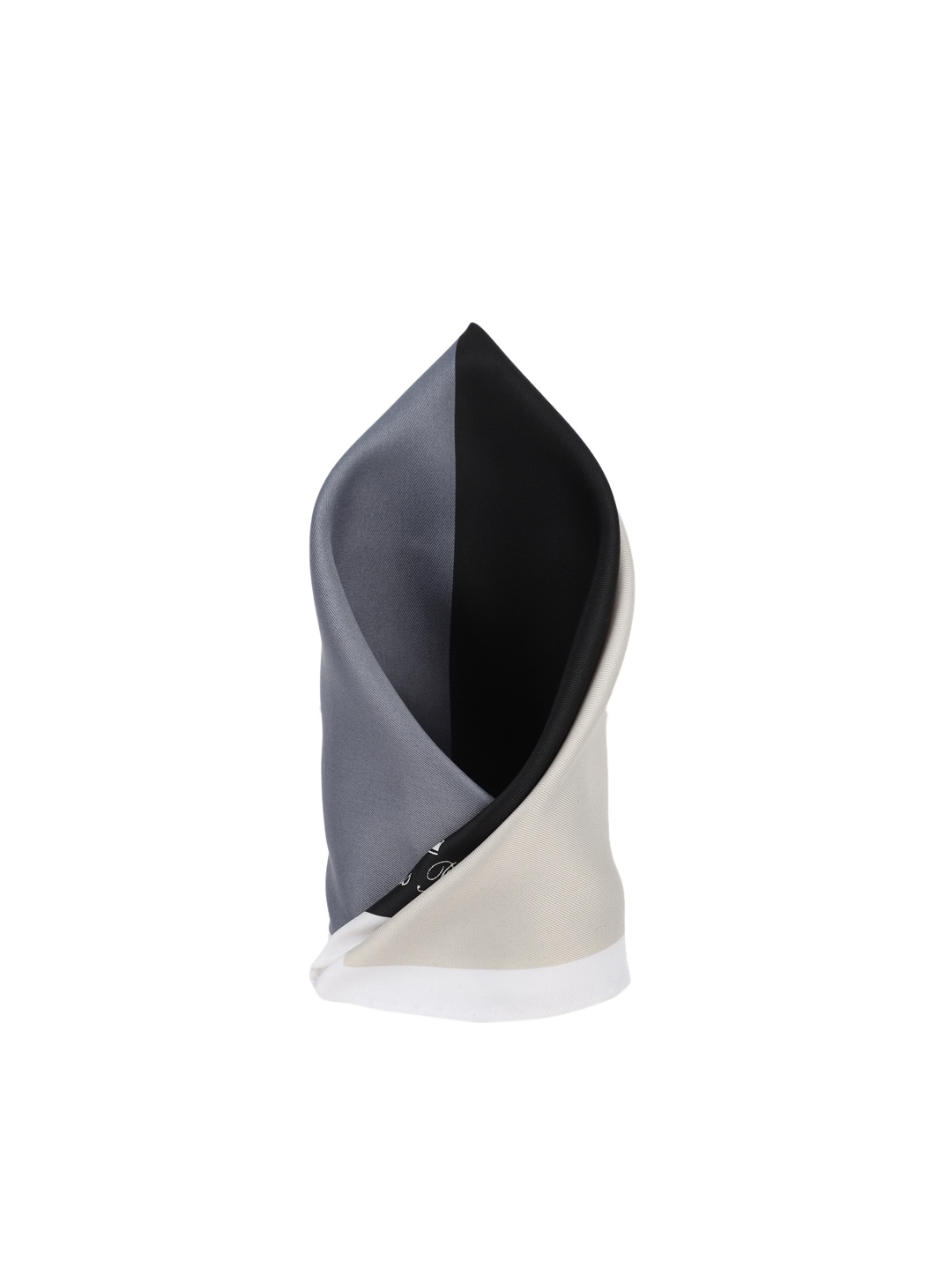 

Louis Philippe Men Black & Grey Colourblocked Silk Pocket Square