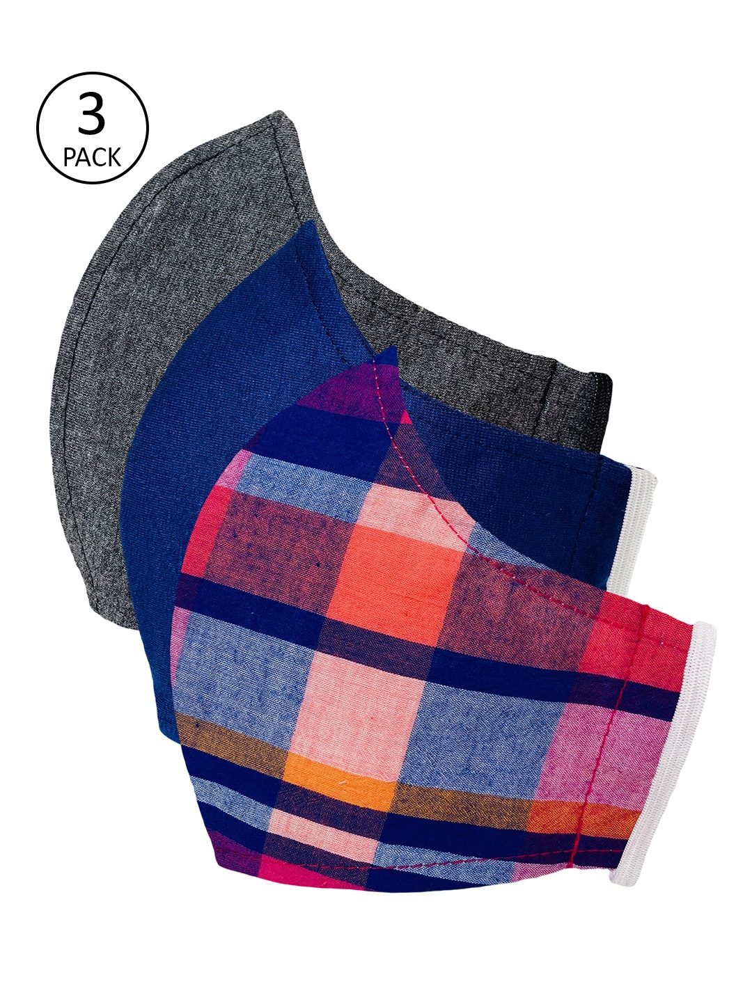 Sera Unisex Pack Of 3 3-Ply Cloth Mask, Grey