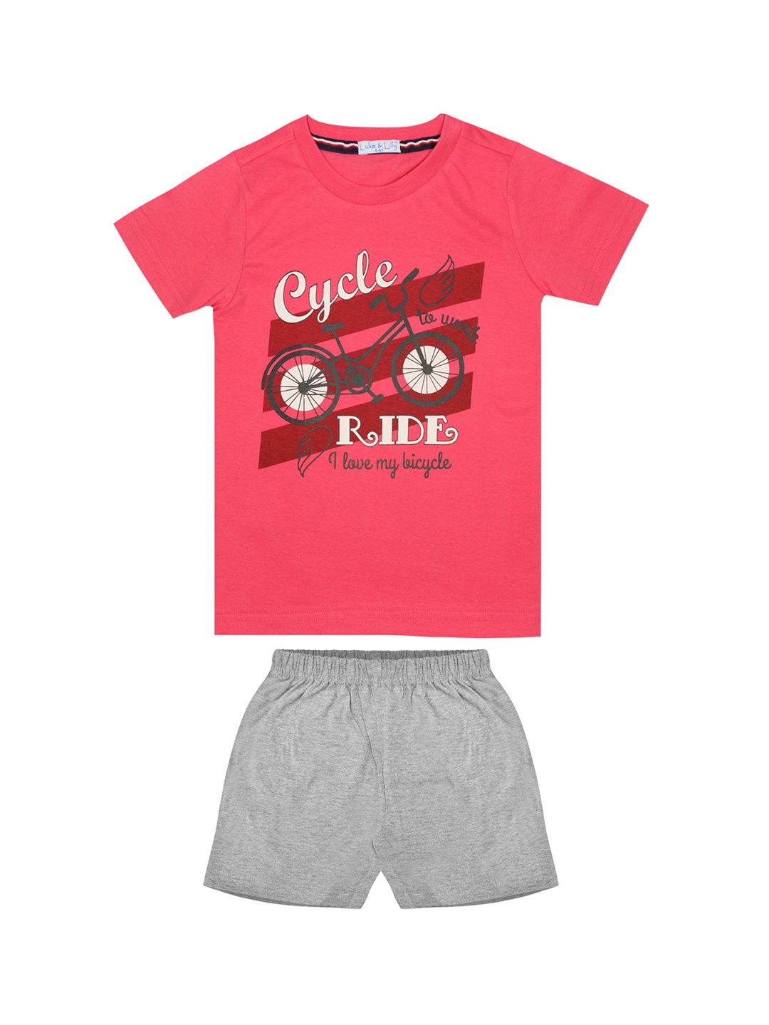 

Luke & Lilly Boys Pink & Grey Printed T-shirt with Shorts