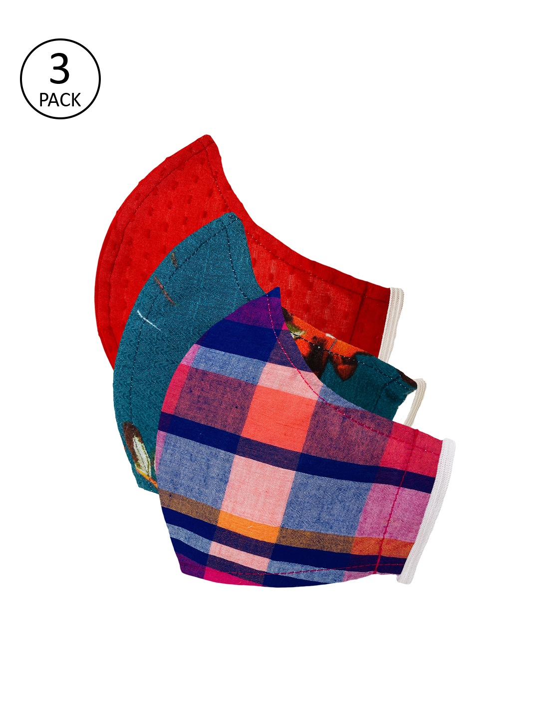 

Sera Unisex 3 Pcs 3 Ply Reusable Cloth Masks, Multi