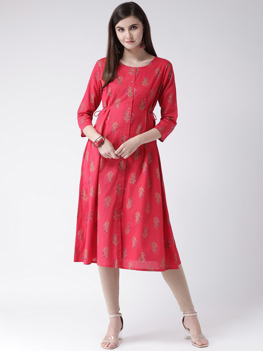

Span Women Pink Printed A-Line Kurta
