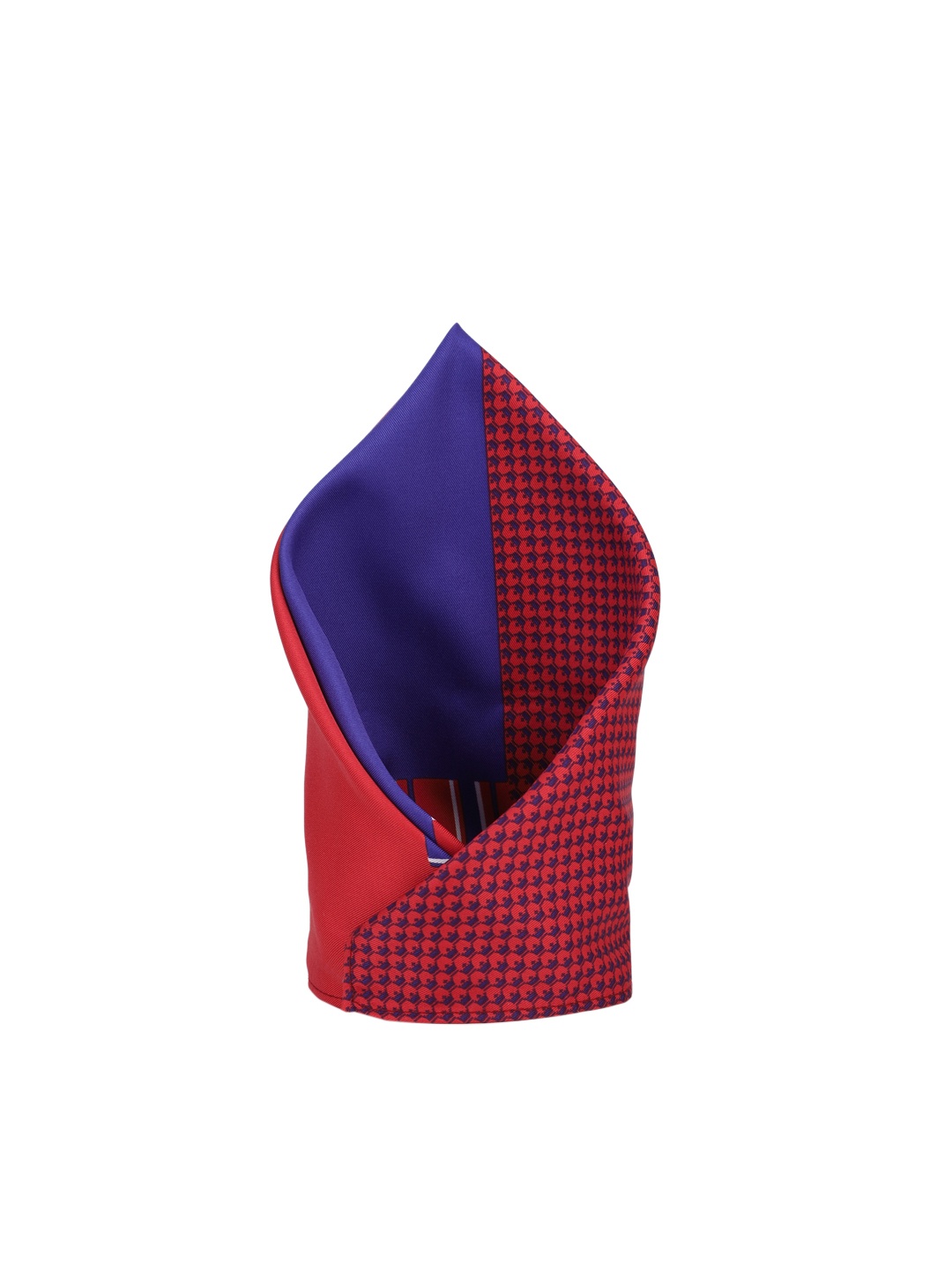 

Louis Philippe Navy Blue & Red Multicoloured Printed Silk Pocket Square