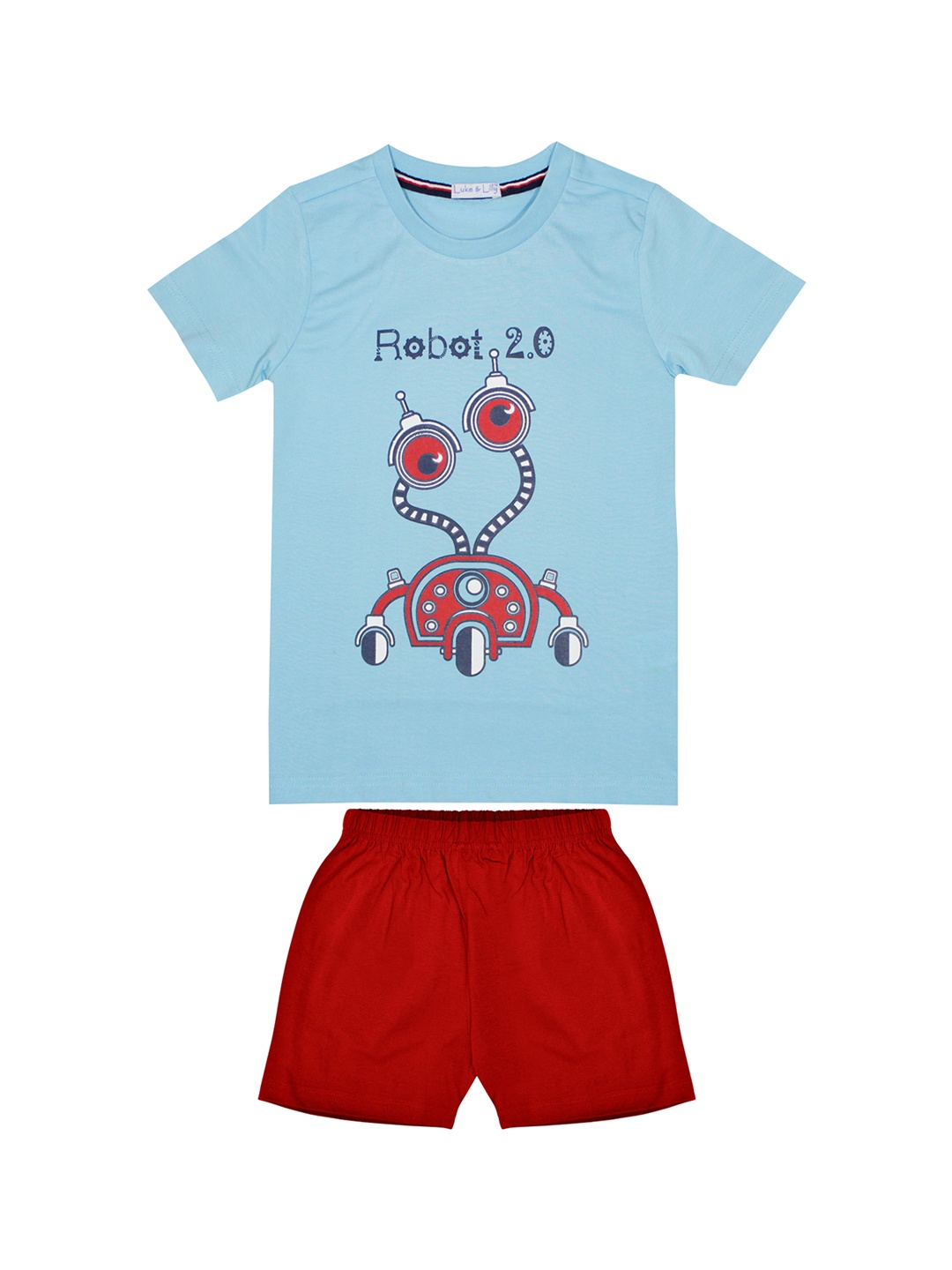 

Luke & Lilly Boys Blue & Red Printed T-shirt with Shorts