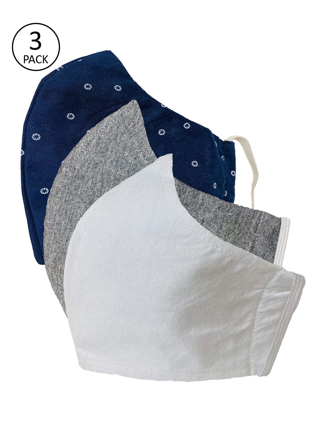 

Sera Unisex 3 Pcs Printed 3-Ply Reusable Outdoor Fabric Masks, Blue