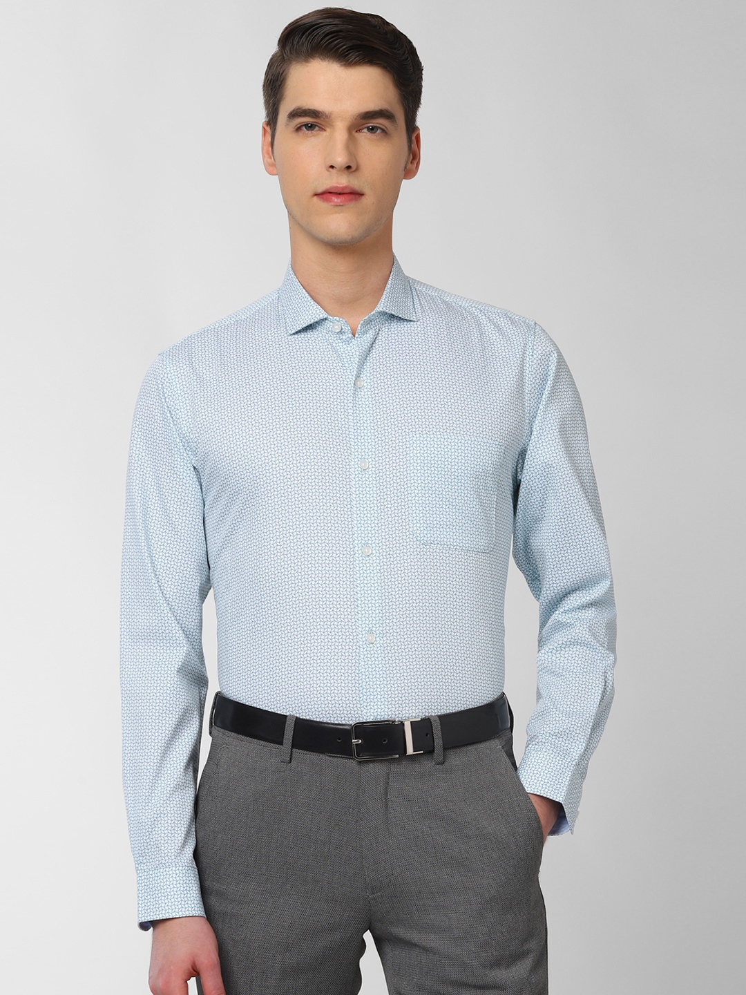 

Peter England Men Blue Slim Fit Printed Formal Shirt