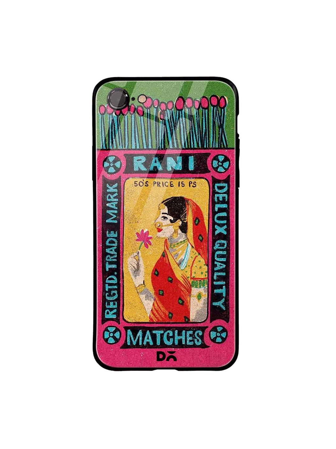 

DailyObjects Pink & Yellow Rani Matchbox iPhone 7 Glass Mobile Case