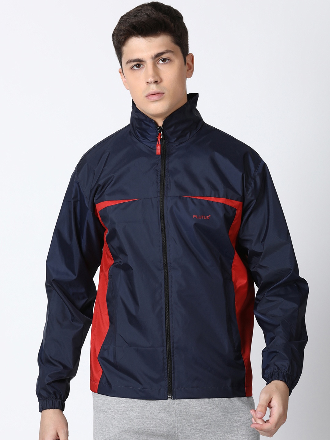 

Plutus Men Navy Blue Solid Water Resistant Biker Jacket