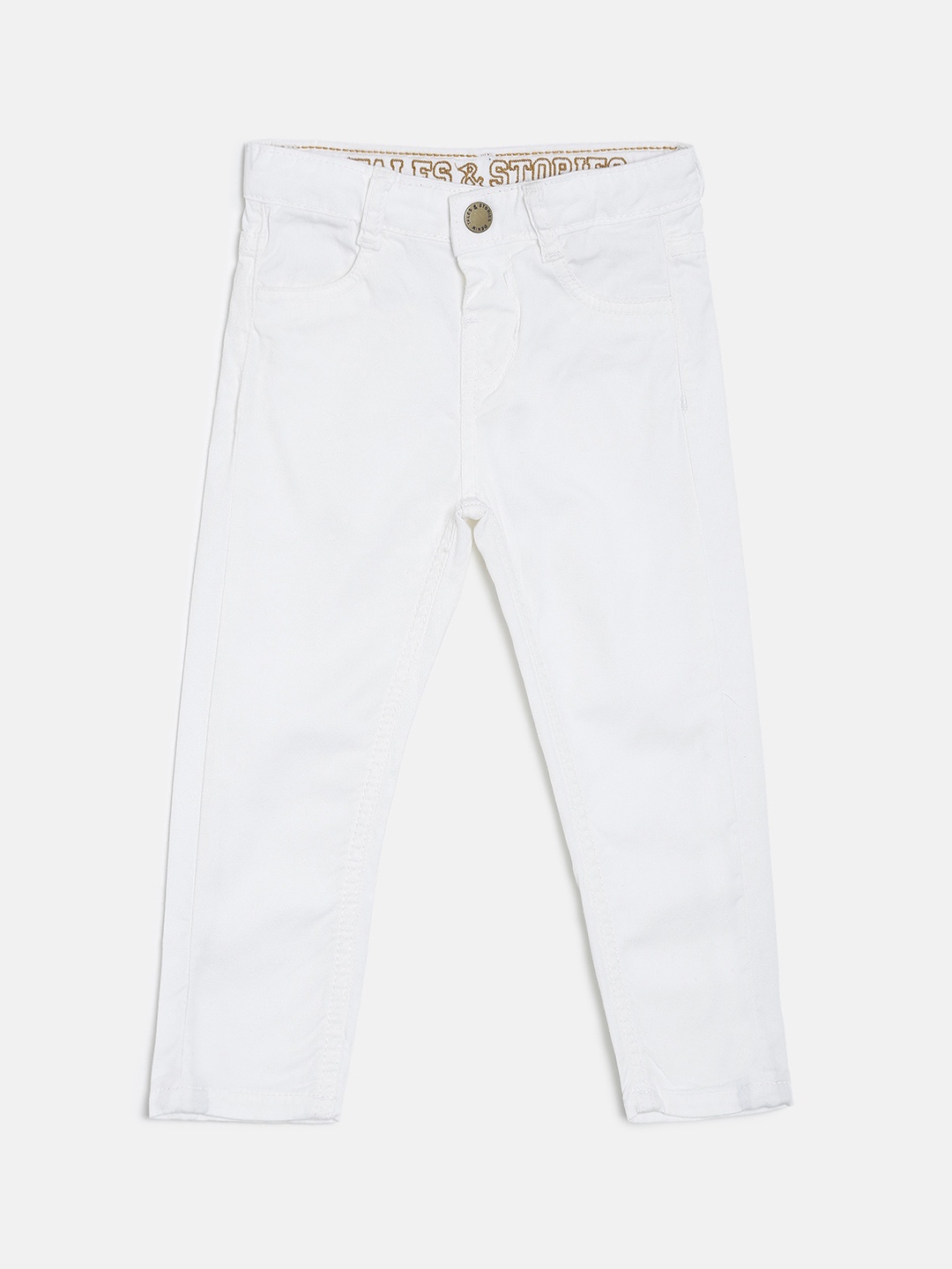 

TALES & STORIES Boys White Slim Fit Mid-Rise Clean Look Jeans