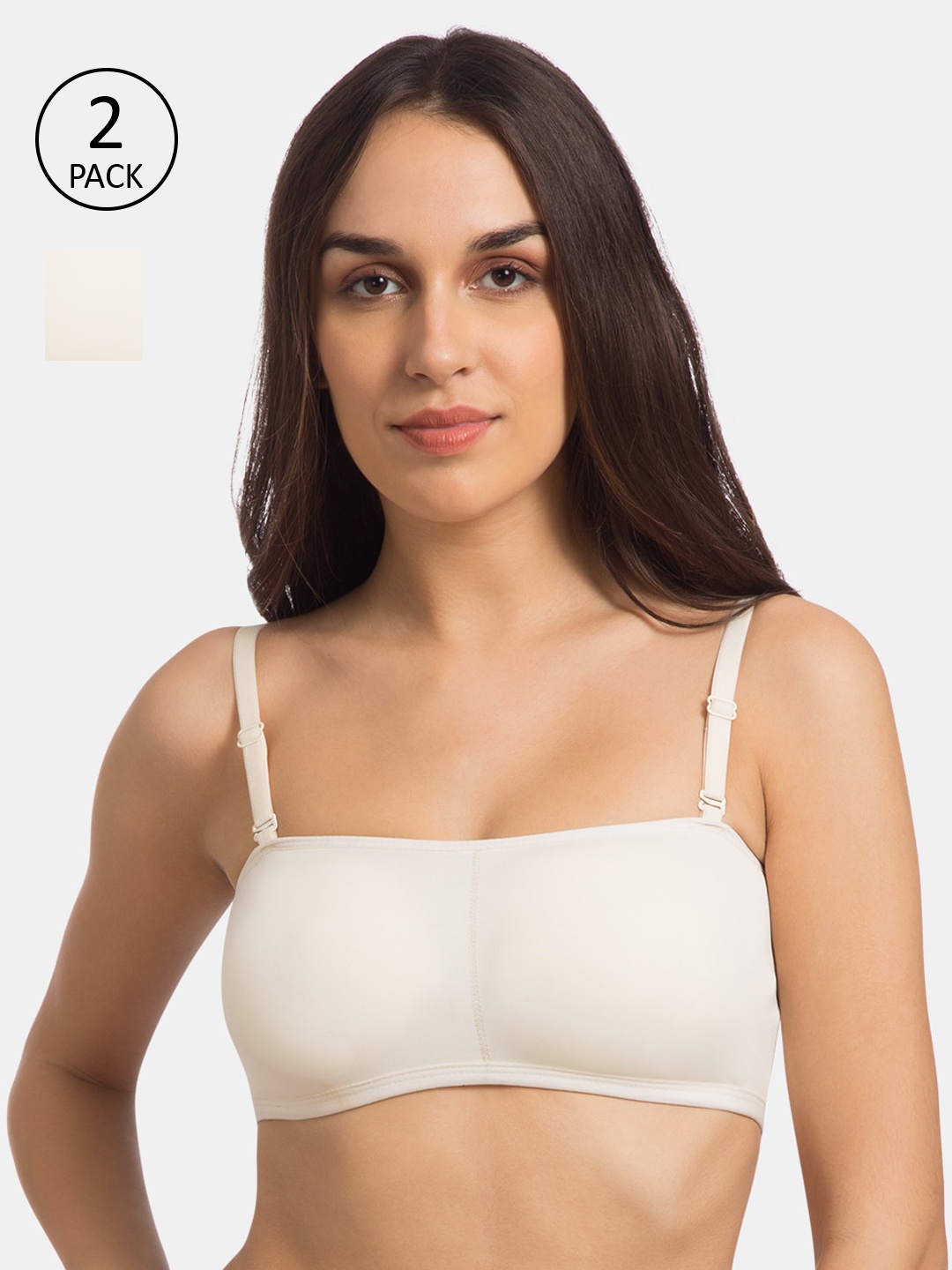 

Souminie Pack Of 2 Off-White Solid Non-Wired Lightly Padded Bandeau Bra S-779-2PC-OFFW-32B