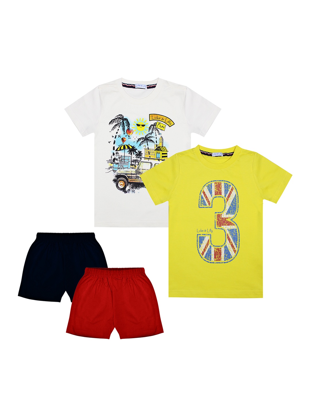 

Luke & Lilly Boys Pack of 2 Printed T-shirts with Shorts, White