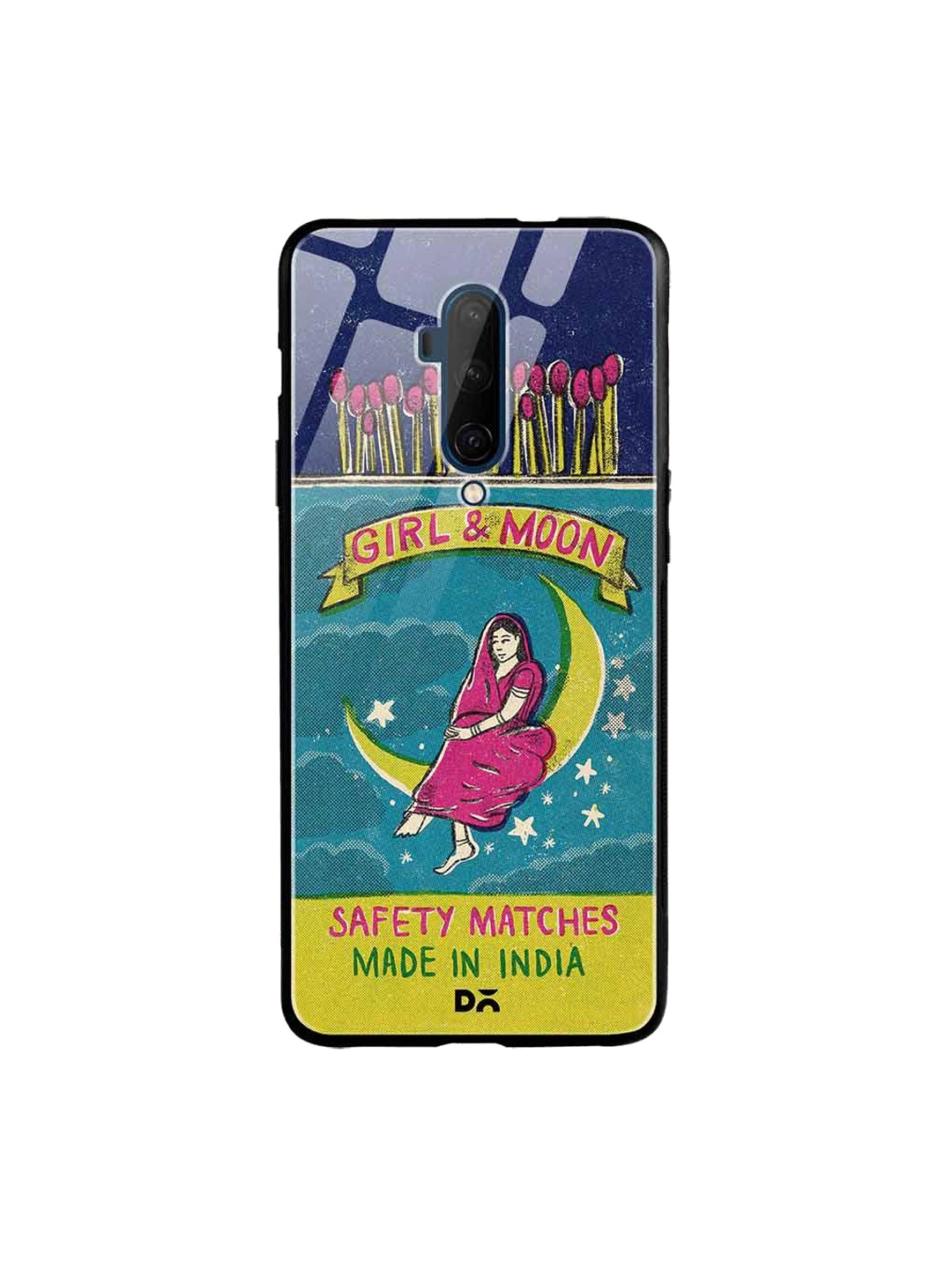 

DailyObjects Blue & Pink Moon Girl Matchbox OnePlus 7T Pro Glass Case