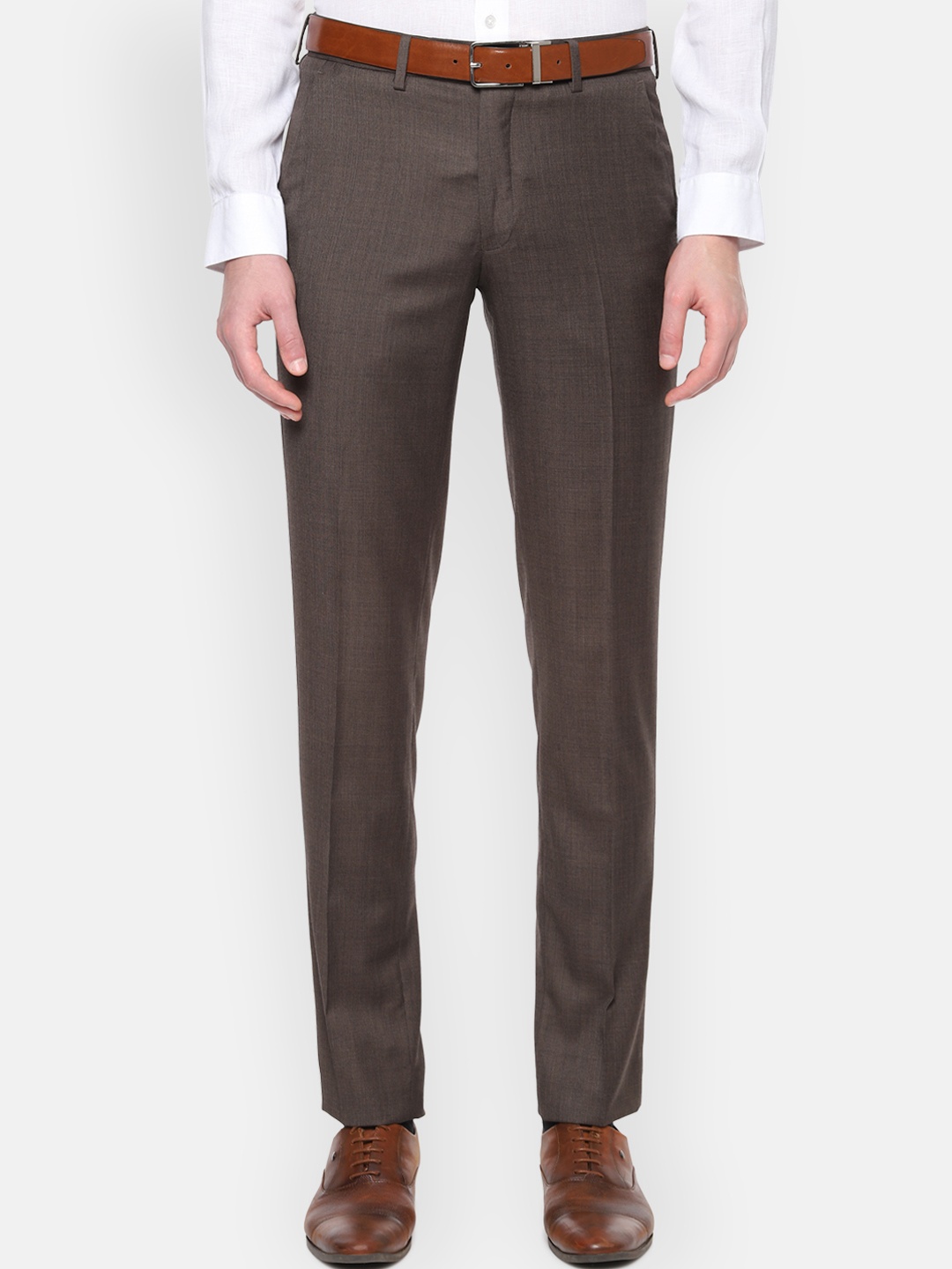 

Van Heusen Men Brown Slim Fit Solid Formal Trousers