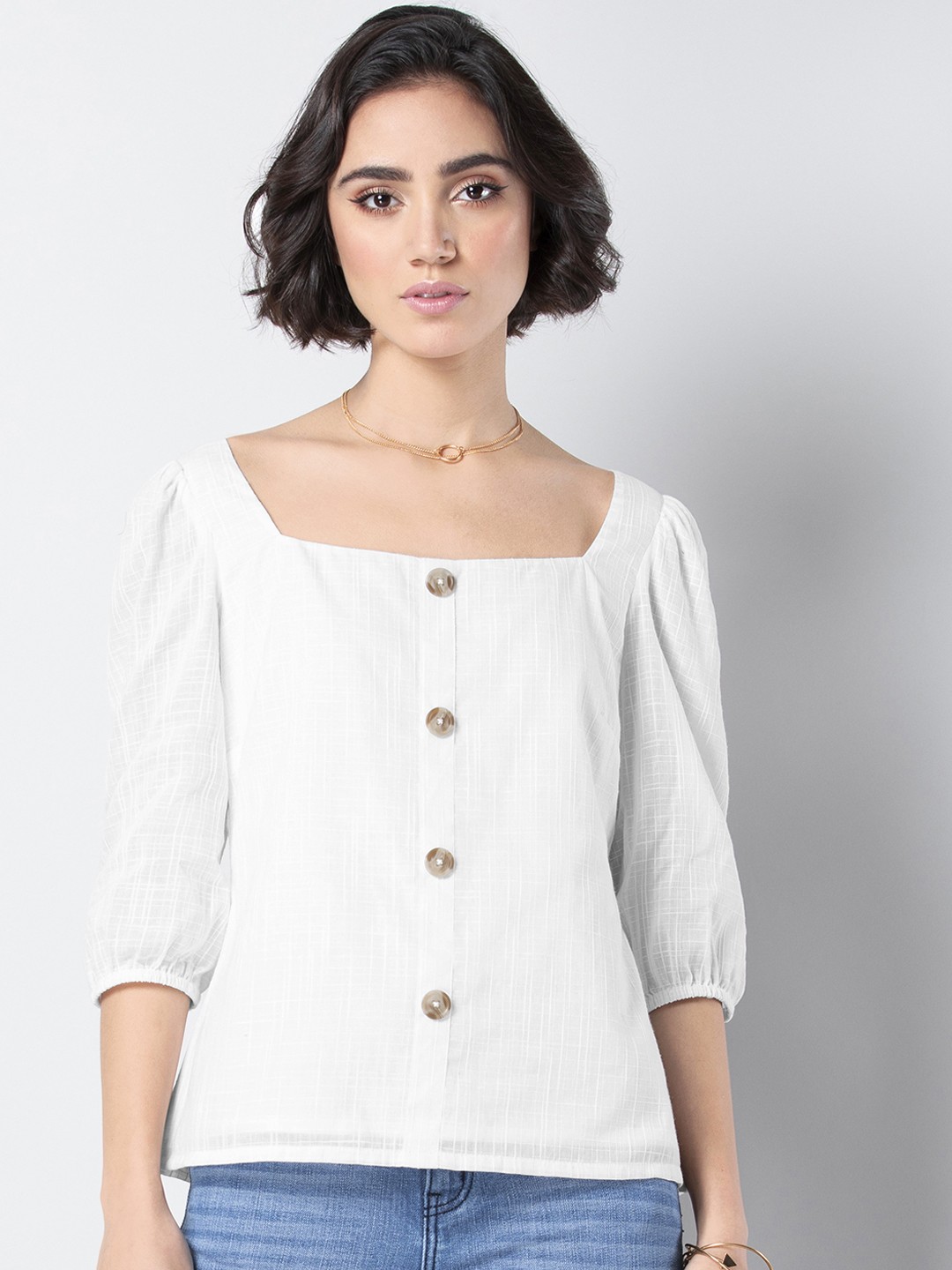 

FabAlley Women White Solid Top