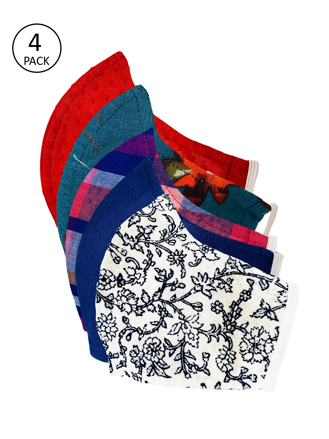 

Sera Unisex 4 Pcs Printed 3-Ply Reusable Outdoor Fabric Masks, Multi